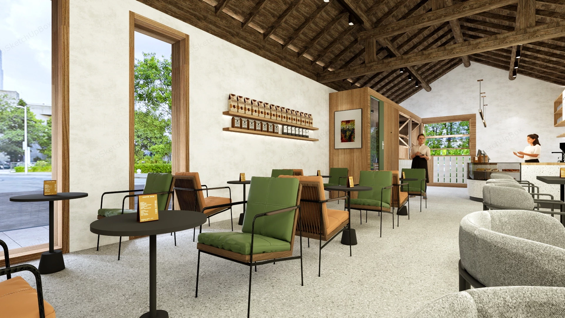 Vintage Cafe Interior sketchup model preview - SketchupBox