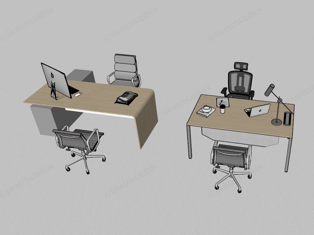 Modern Office Desk And Chair Sets sketchup model preview - SketchupBox