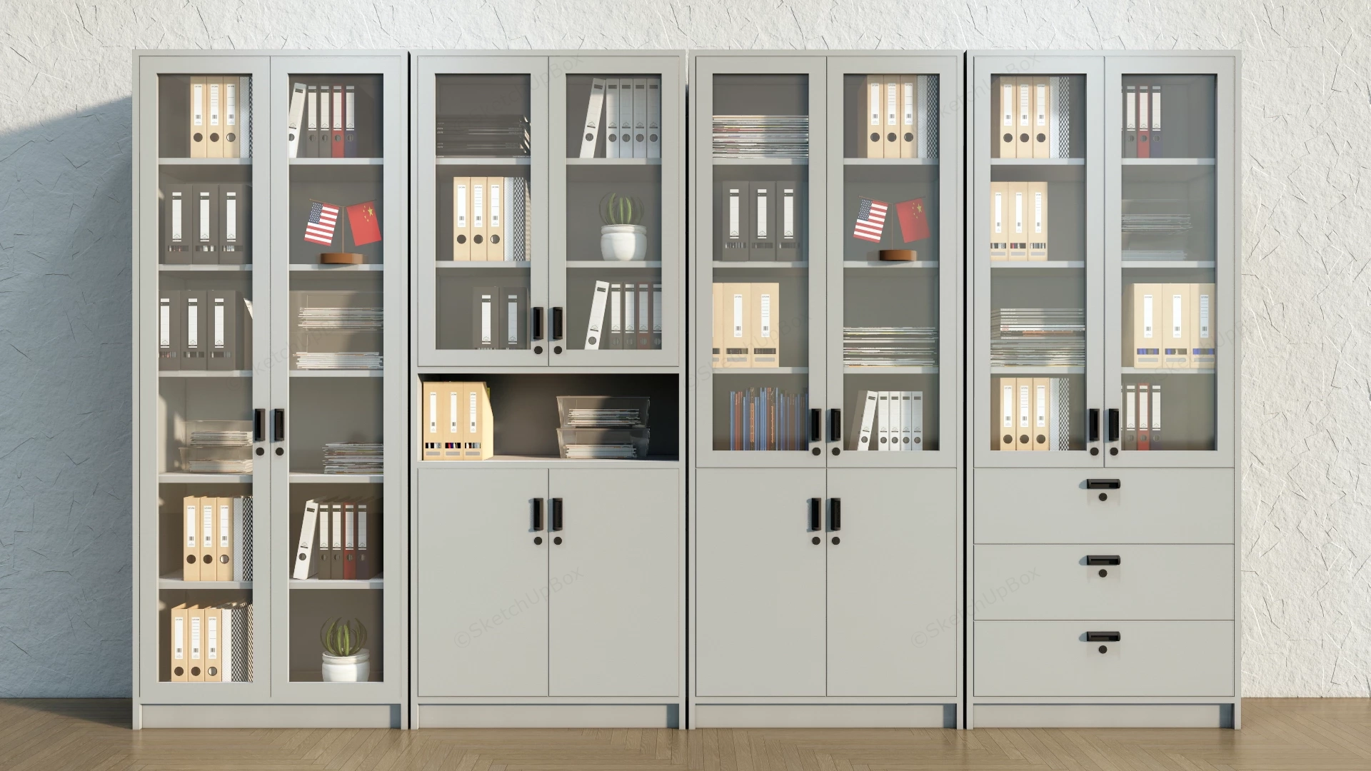 Office Filing Cabinet Systems sketchup model preview - SketchupBox