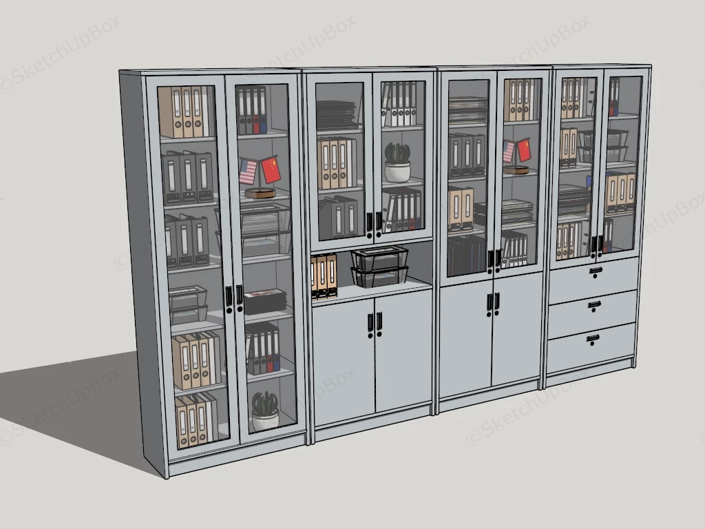 Office Filing Cabinet Systems sketchup model preview - SketchupBox