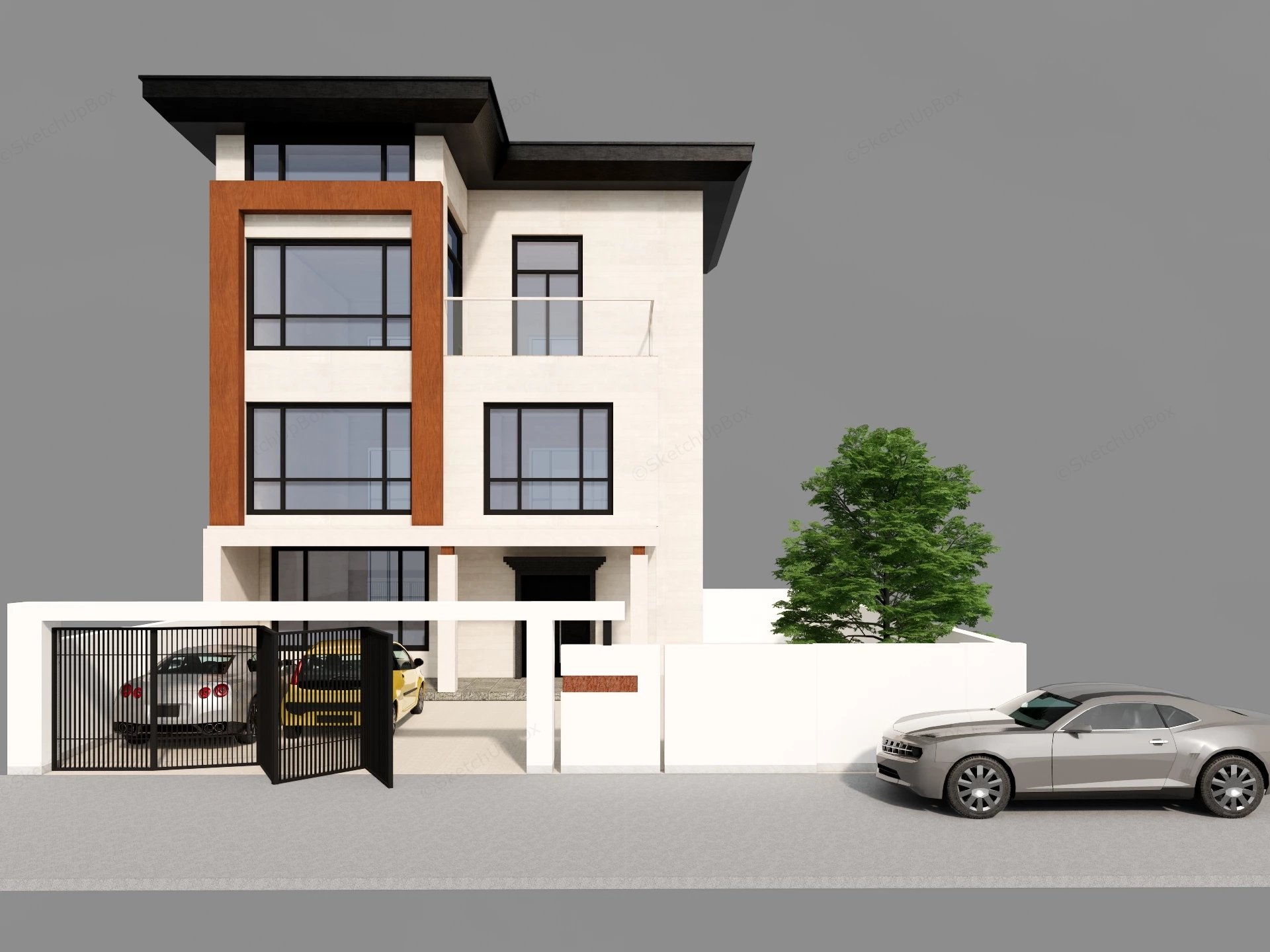3 Storey Modern House Design sketchup model preview - SketchupBox