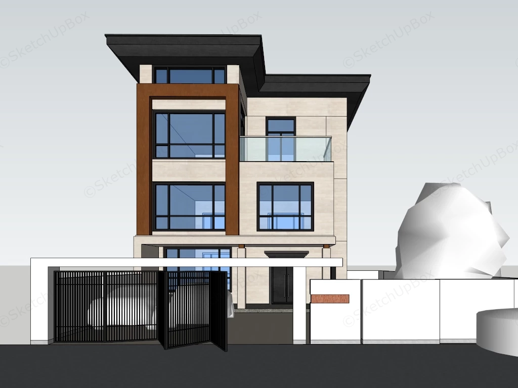 3 Storey Modern House Design sketchup model preview - SketchupBox