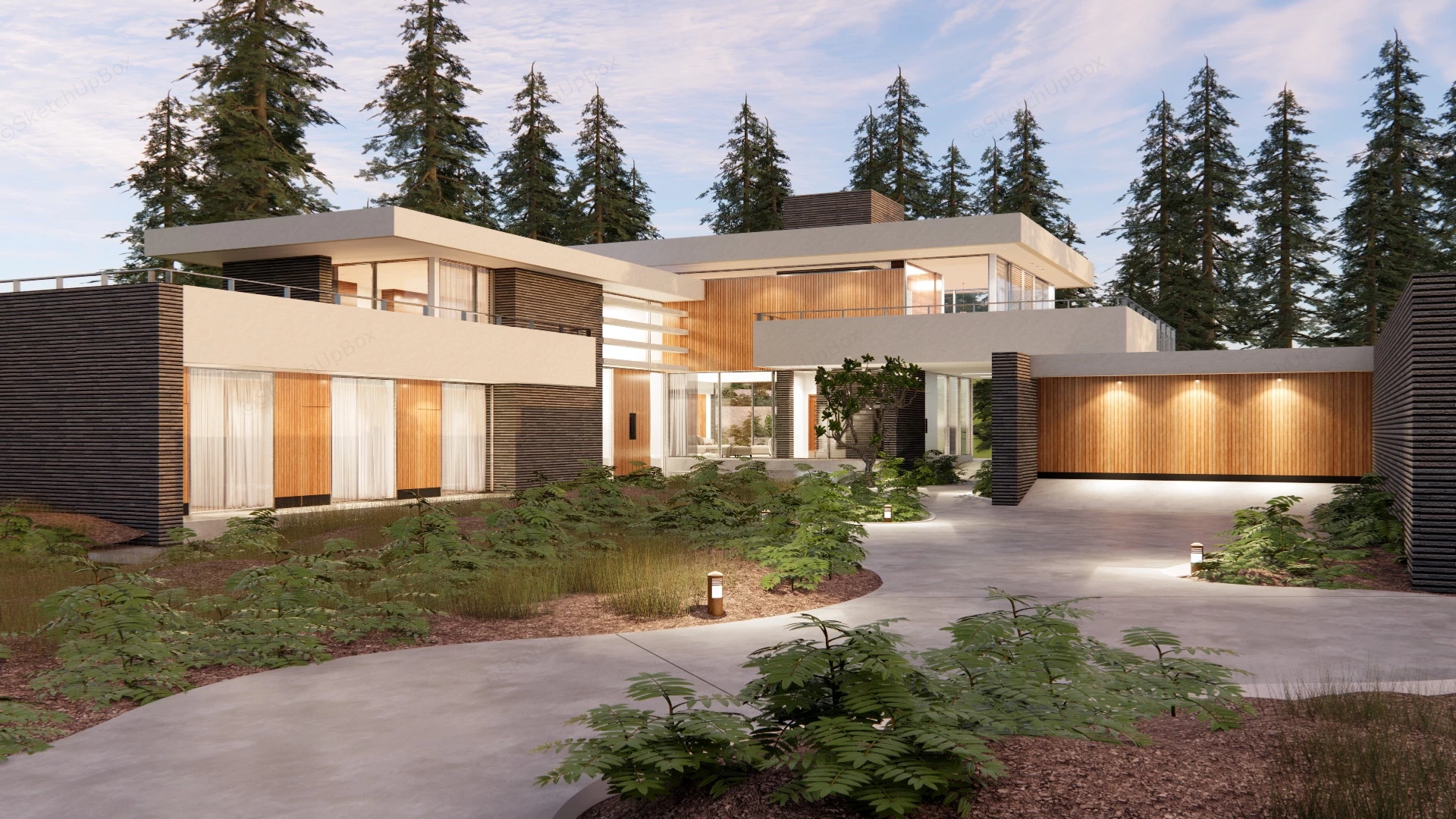 Modern Countryside Villa sketchup model preview - SketchupBox