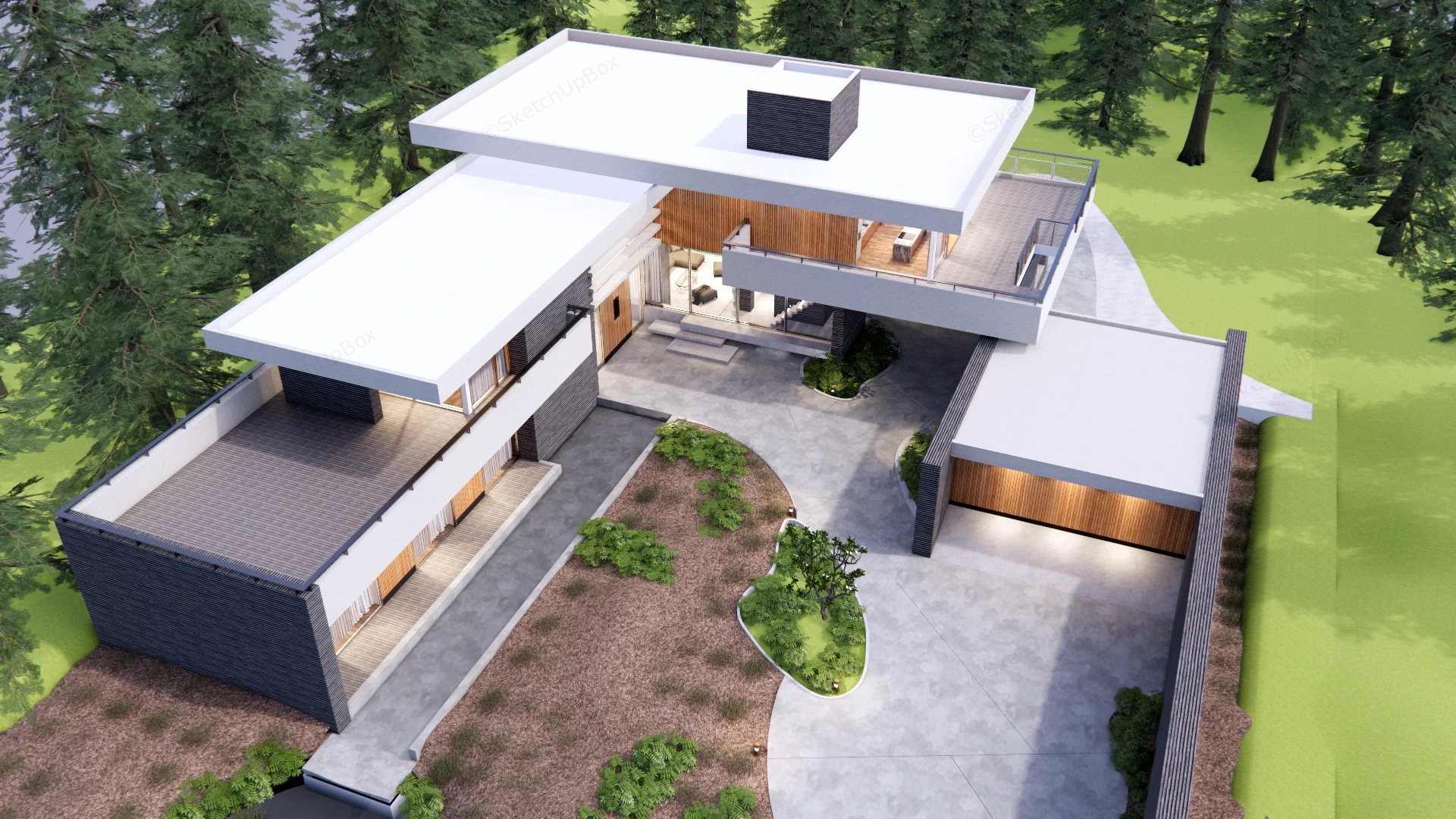 Modern Countryside Villa sketchup model preview - SketchupBox