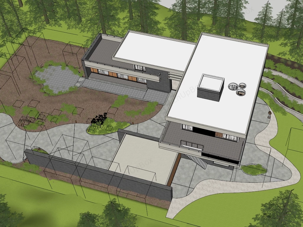 Modern Countryside Villa sketchup model preview - SketchupBox