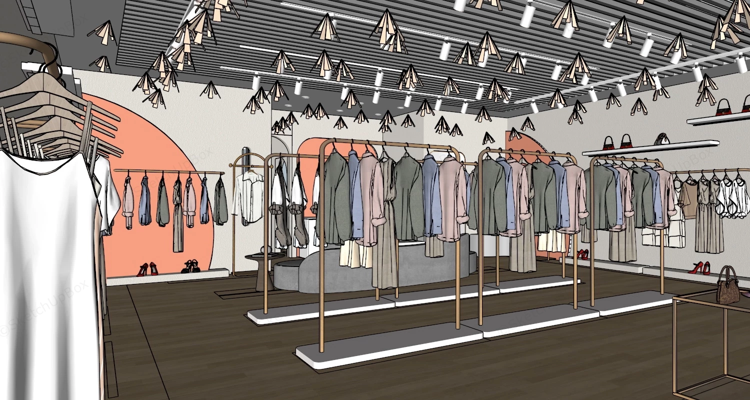 Lady Fashion Clothing Store Design sketchup model preview - SketchupBox