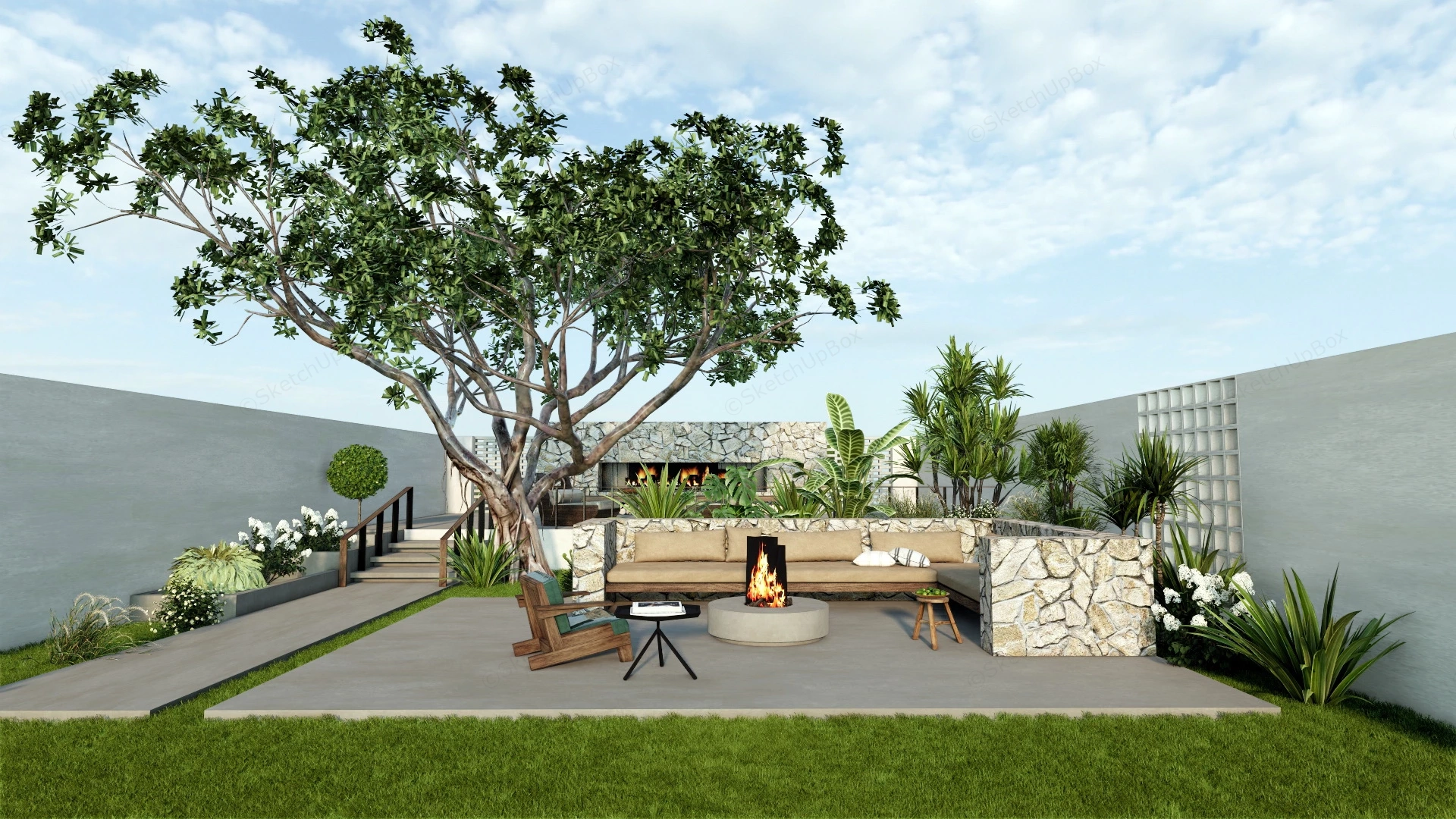 Outdoor Patio Area Ideas sketchup model preview - SketchupBox
