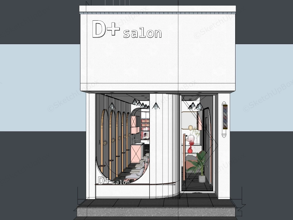 Modern Hair Salon Design sketchup model preview - SketchupBox