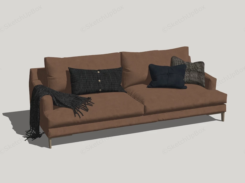 Luxury Brown Leather Sofa sketchup model preview - SketchupBox