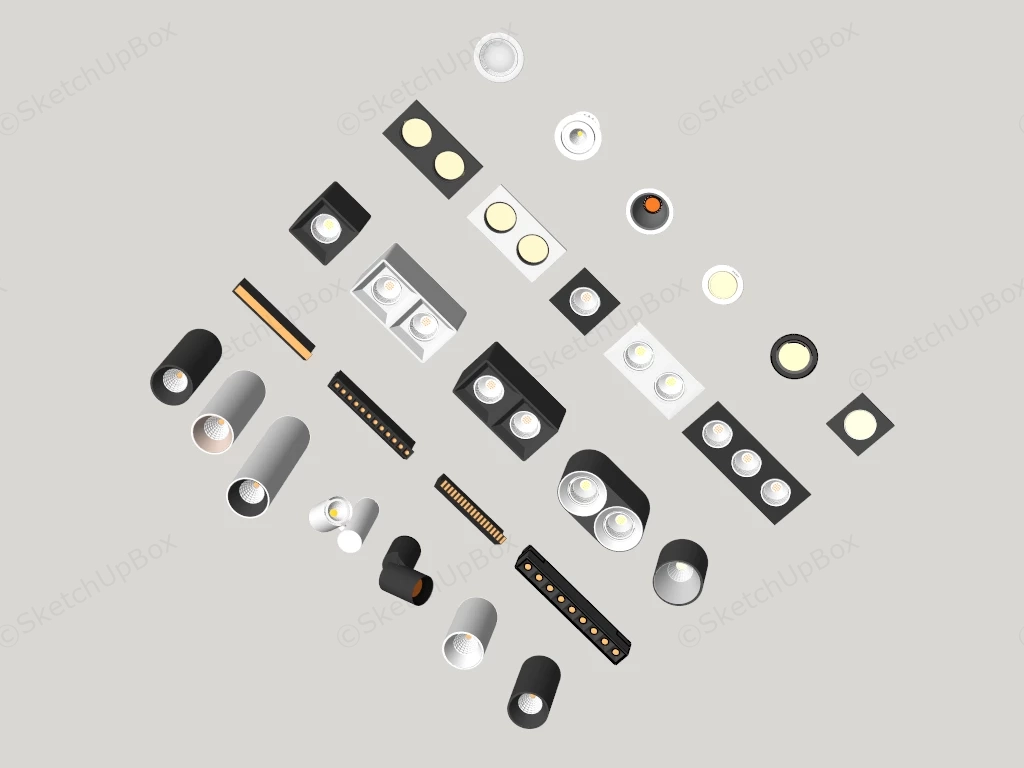 Recessed Ceiling Spotlights sketchup model preview - SketchupBox