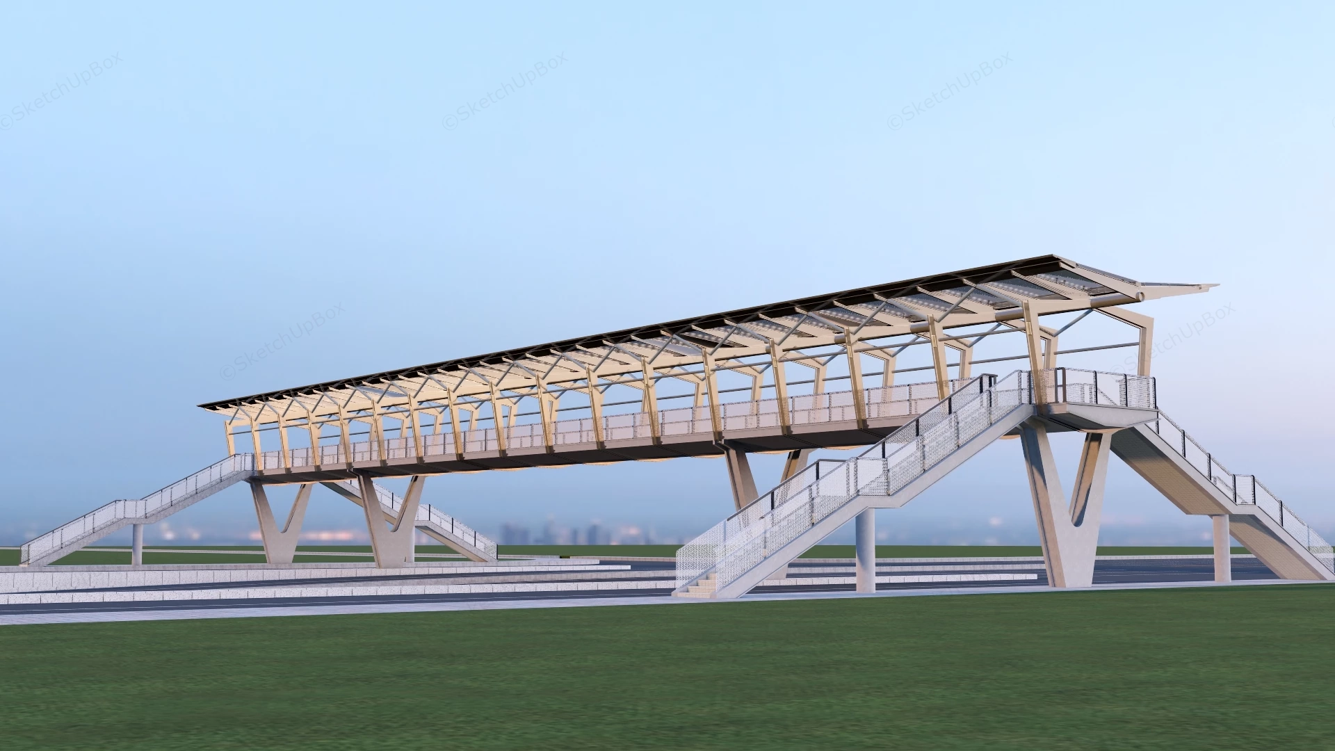 Pedestrian Overpass Bridge sketchup model preview - SketchupBox