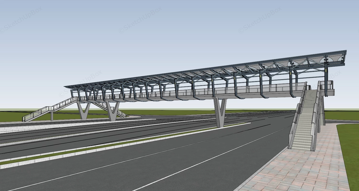 Pedestrian Overpass Bridge sketchup model preview - SketchupBox