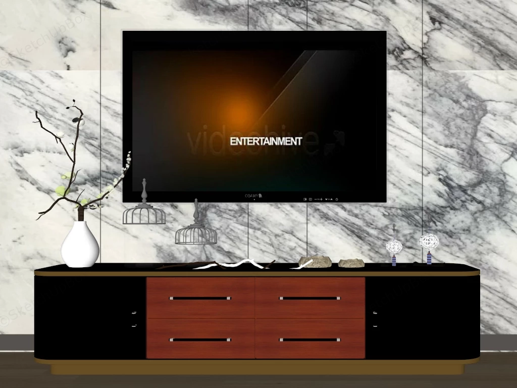 Modern TV Console Cabinet sketchup model preview - SketchupBox