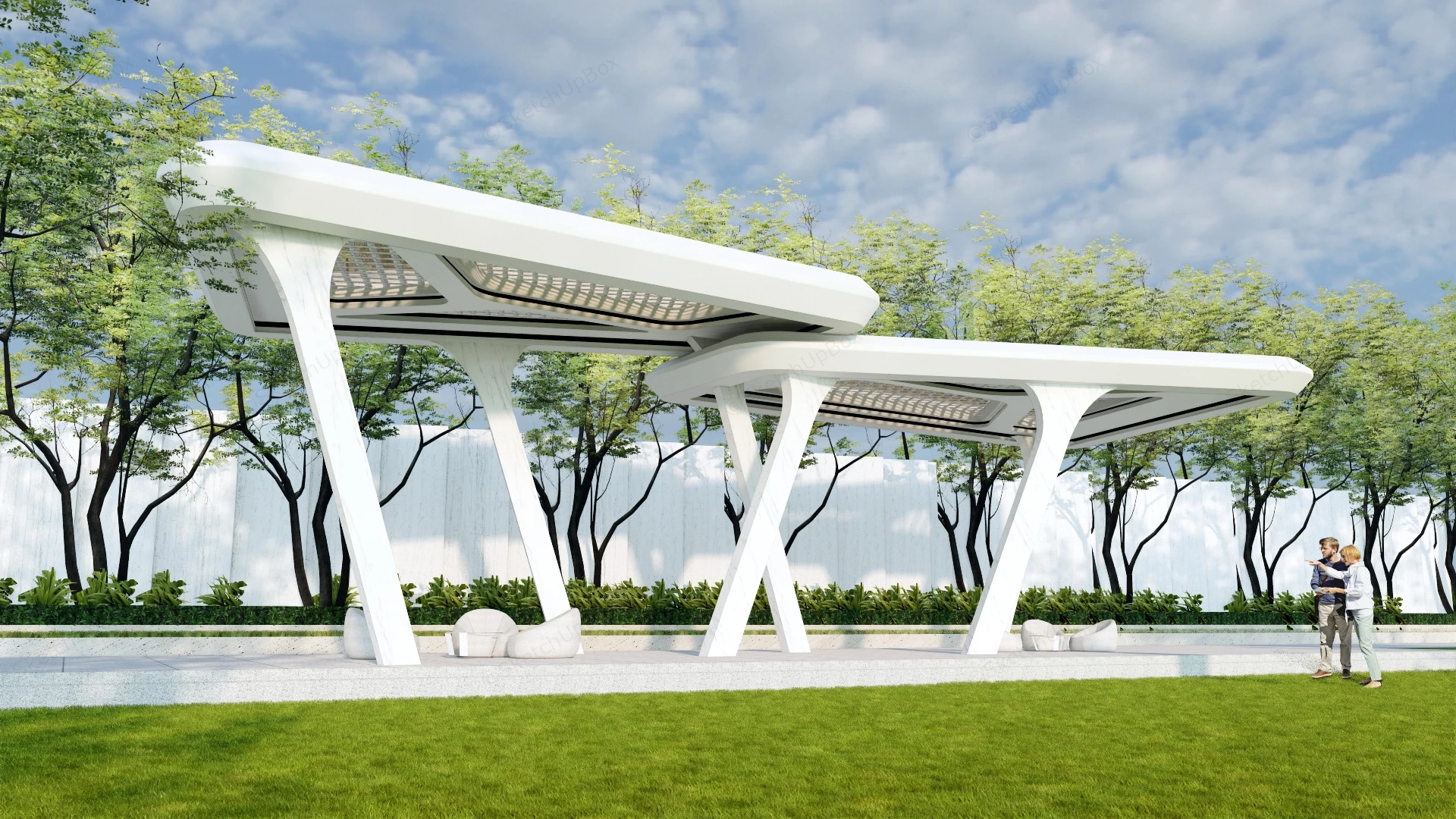 Public Space Pergola sketchup model preview - SketchupBox