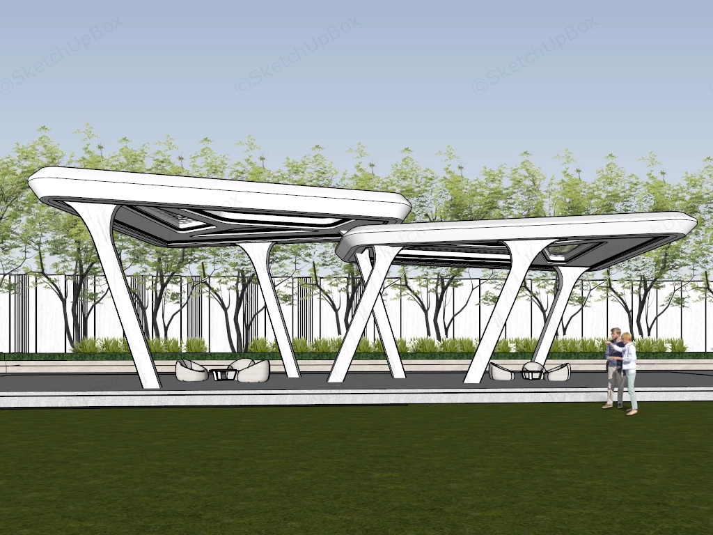 Public Space Pergola sketchup model preview - SketchupBox