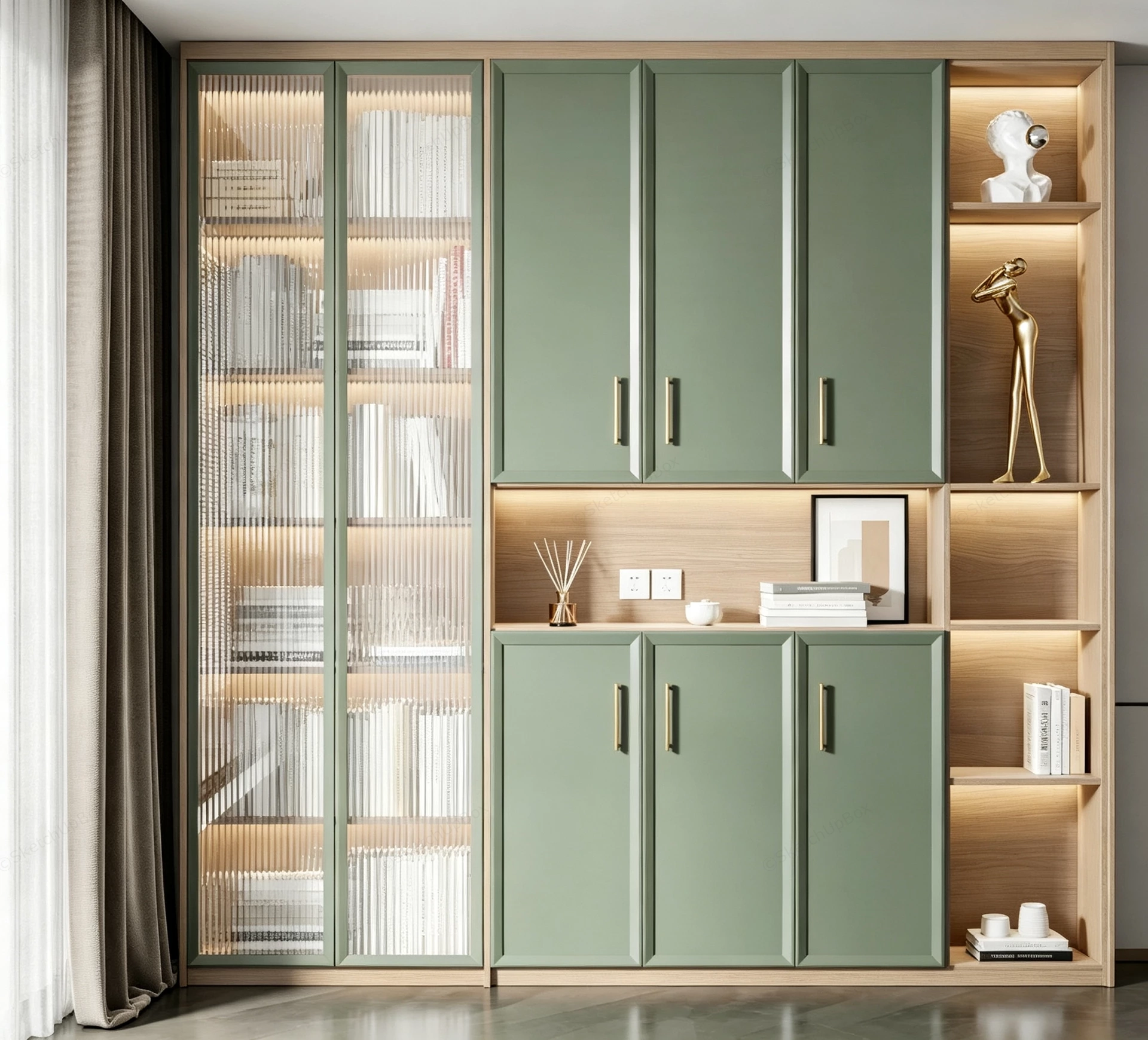 Tall Book Storage Cabinet sketchup model preview - SketchupBox