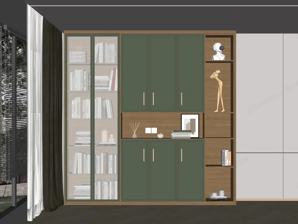 Tall Book Storage Cabinet sketchup model preview - SketchupBox