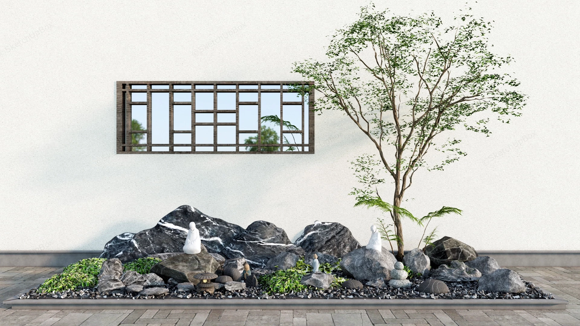 Small River Rock Zen Garden sketchup model preview - SketchupBox