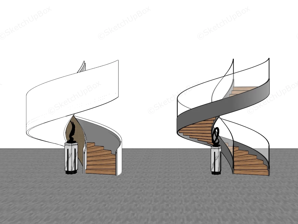 Indoor Spiral Stairs sketchup model preview - SketchupBox