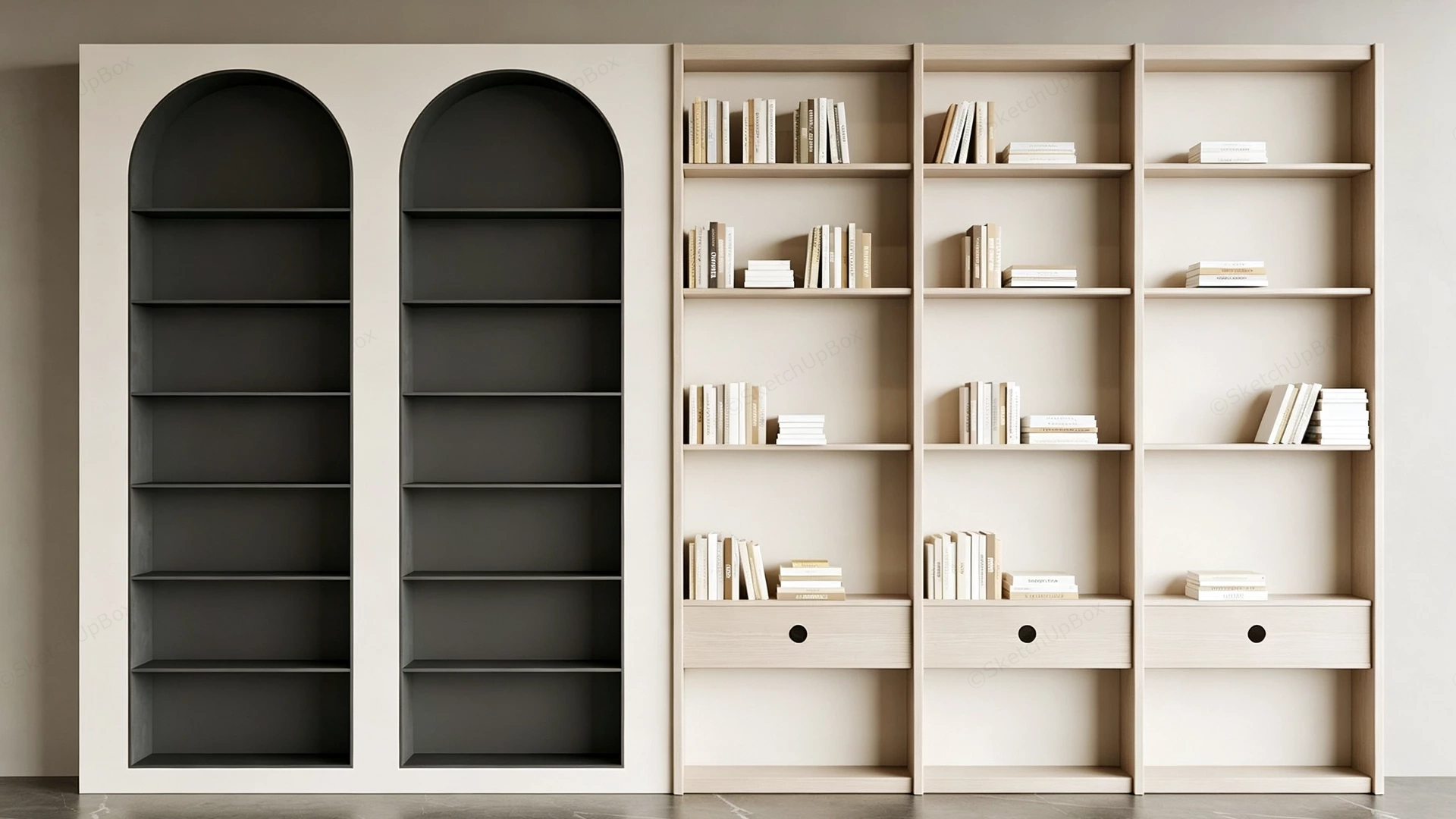 Modern Bookshelf sketchup model preview - SketchupBox