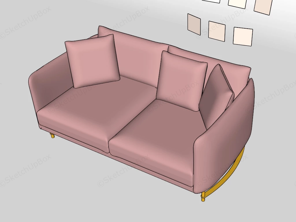 Blush Pink Sofa sketchup model preview - SketchupBox