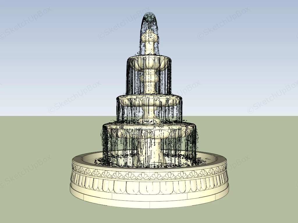 4 Tier Water Fountain sketchup model preview - SketchupBox