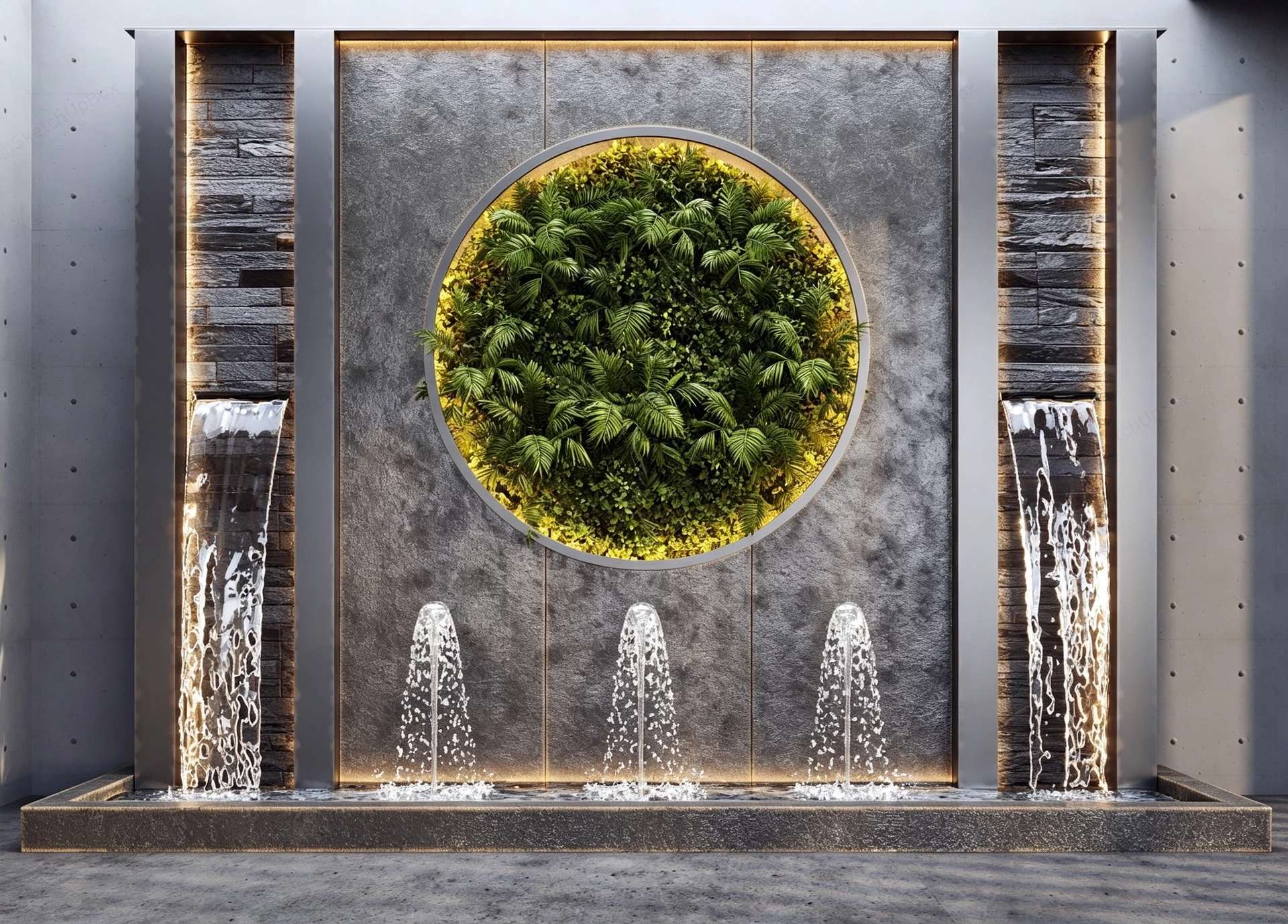 Indoor Wall Water Fountain sketchup model preview - SketchupBox
