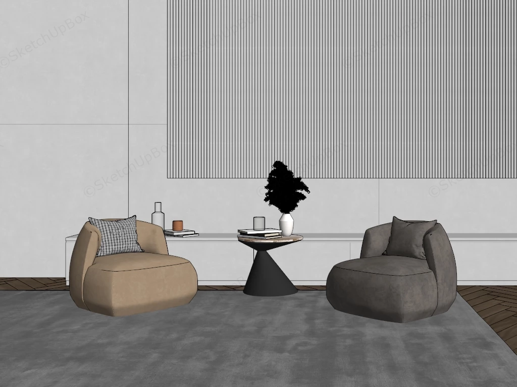 Low Profile Accent Chairs sketchup model preview - SketchupBox