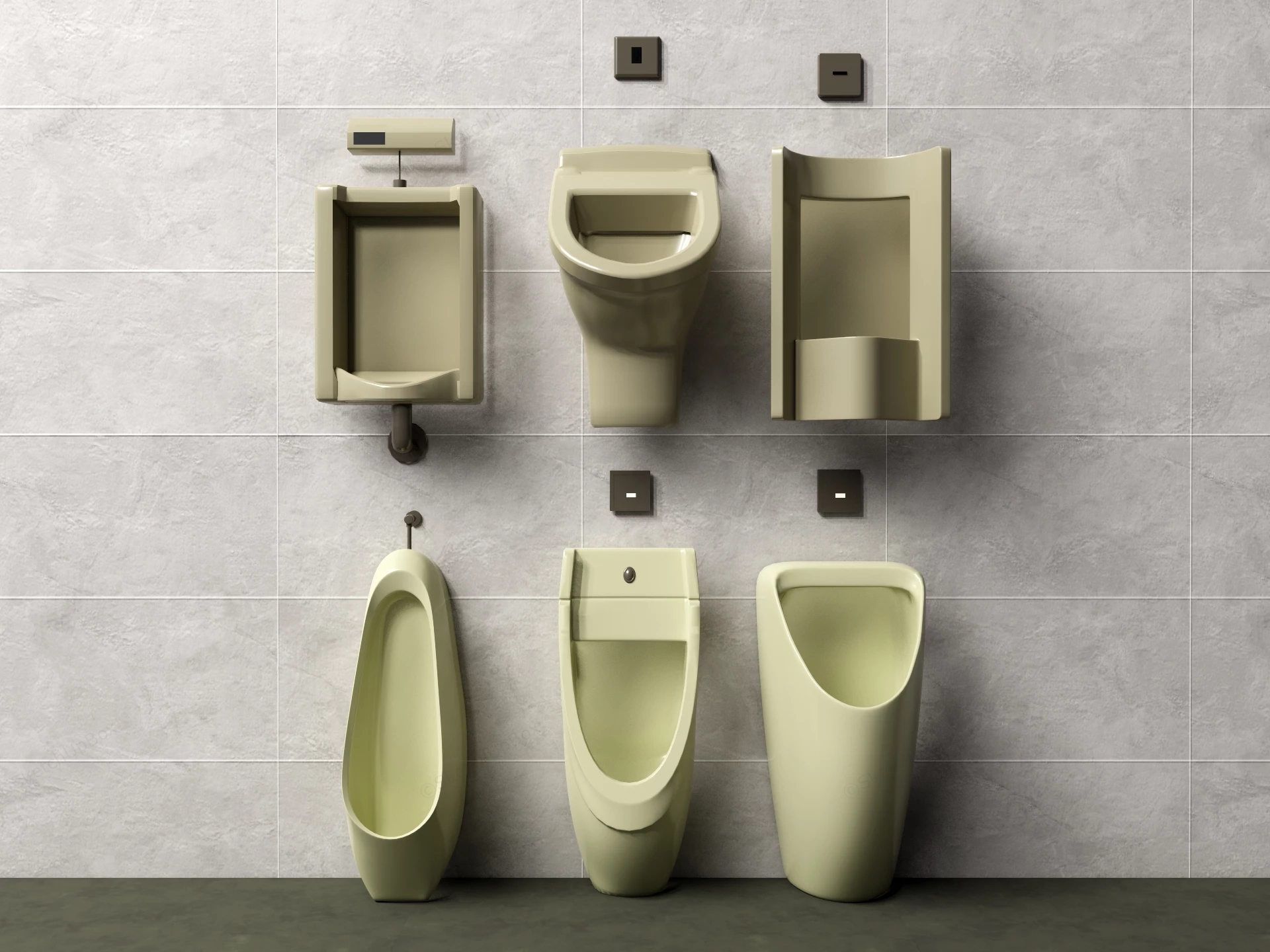 Male Toilet Urinals sketchup model preview - SketchupBox