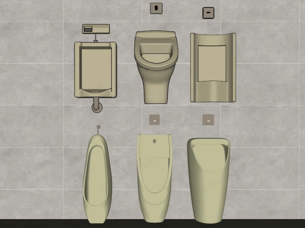 Male Toilet Urinals sketchup model preview - SketchupBox