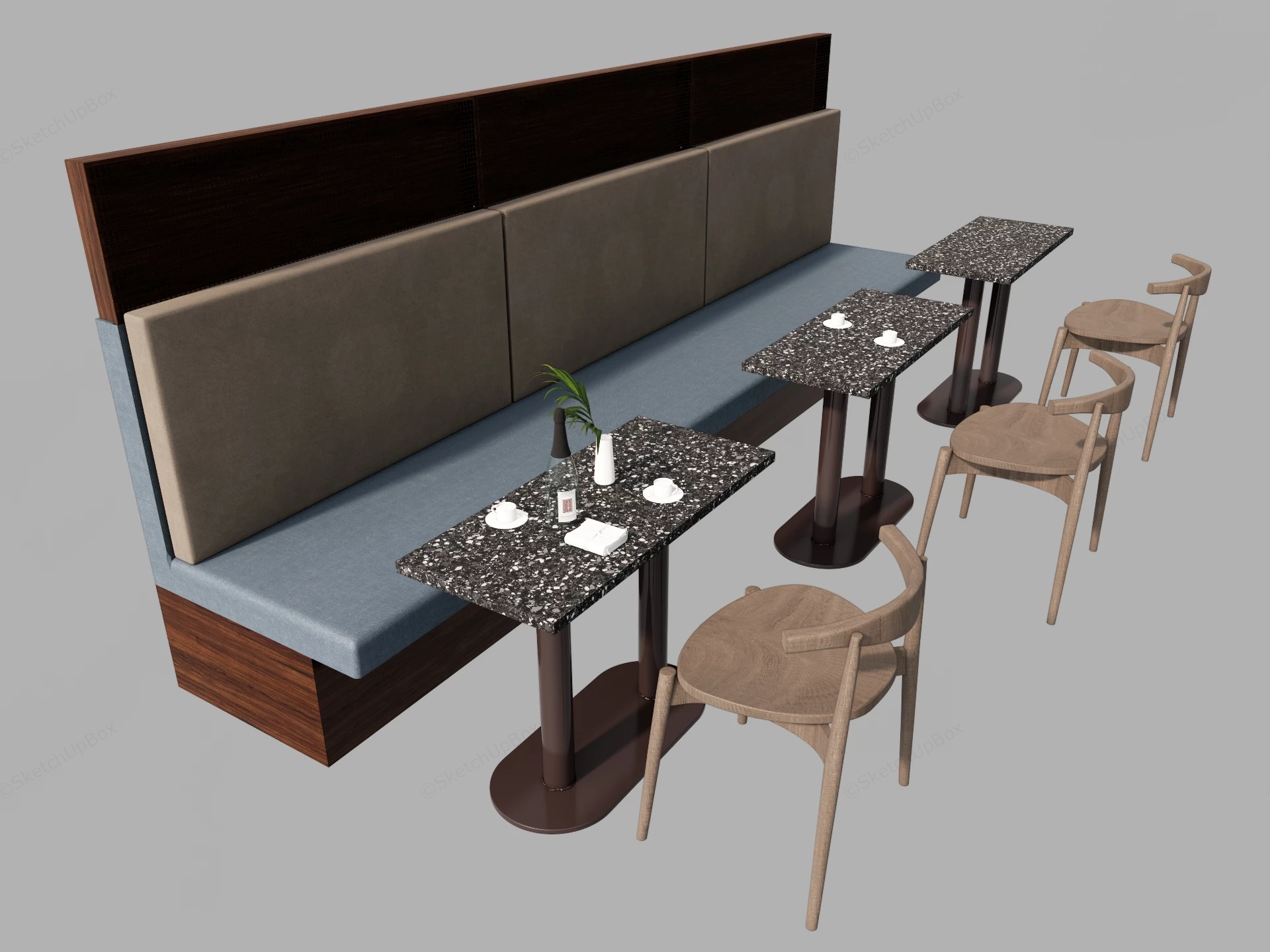 Cafe Booth Seating sketchup model preview - SketchupBox