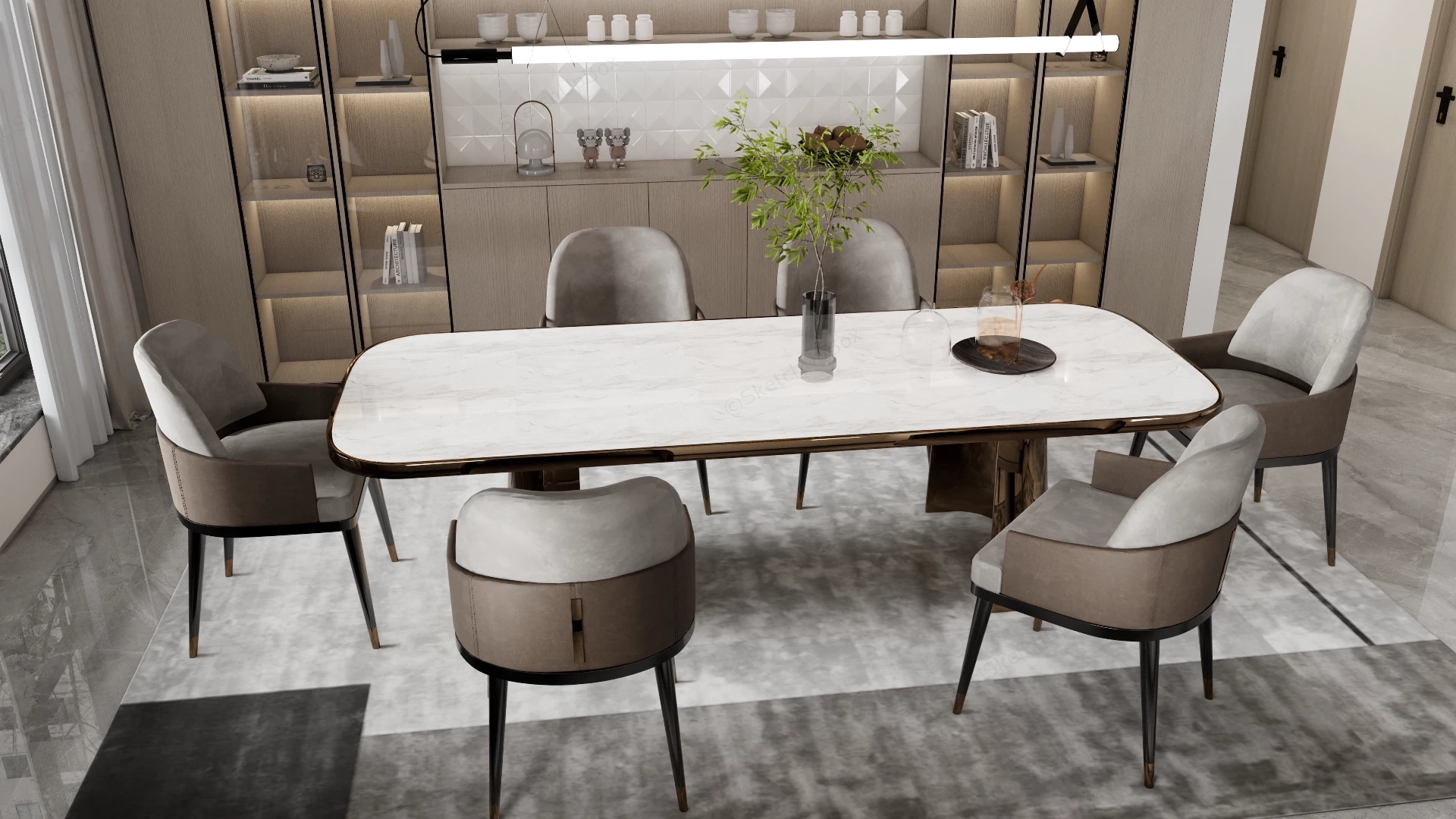 Elegant Formal Dining Room sketchup model preview - SketchupBox