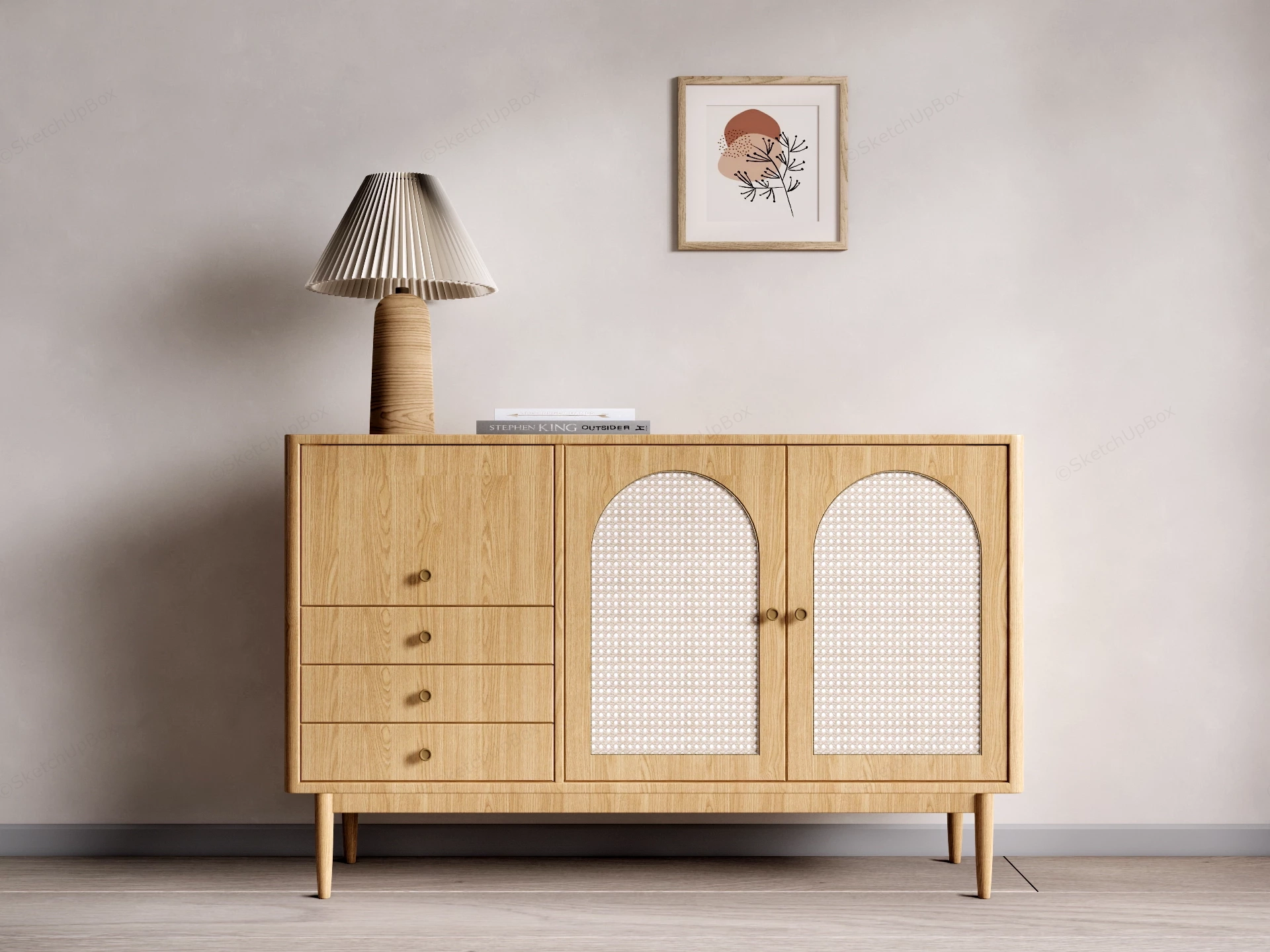 Wood Buffet Cabinet Sideboard sketchup model preview - SketchupBox