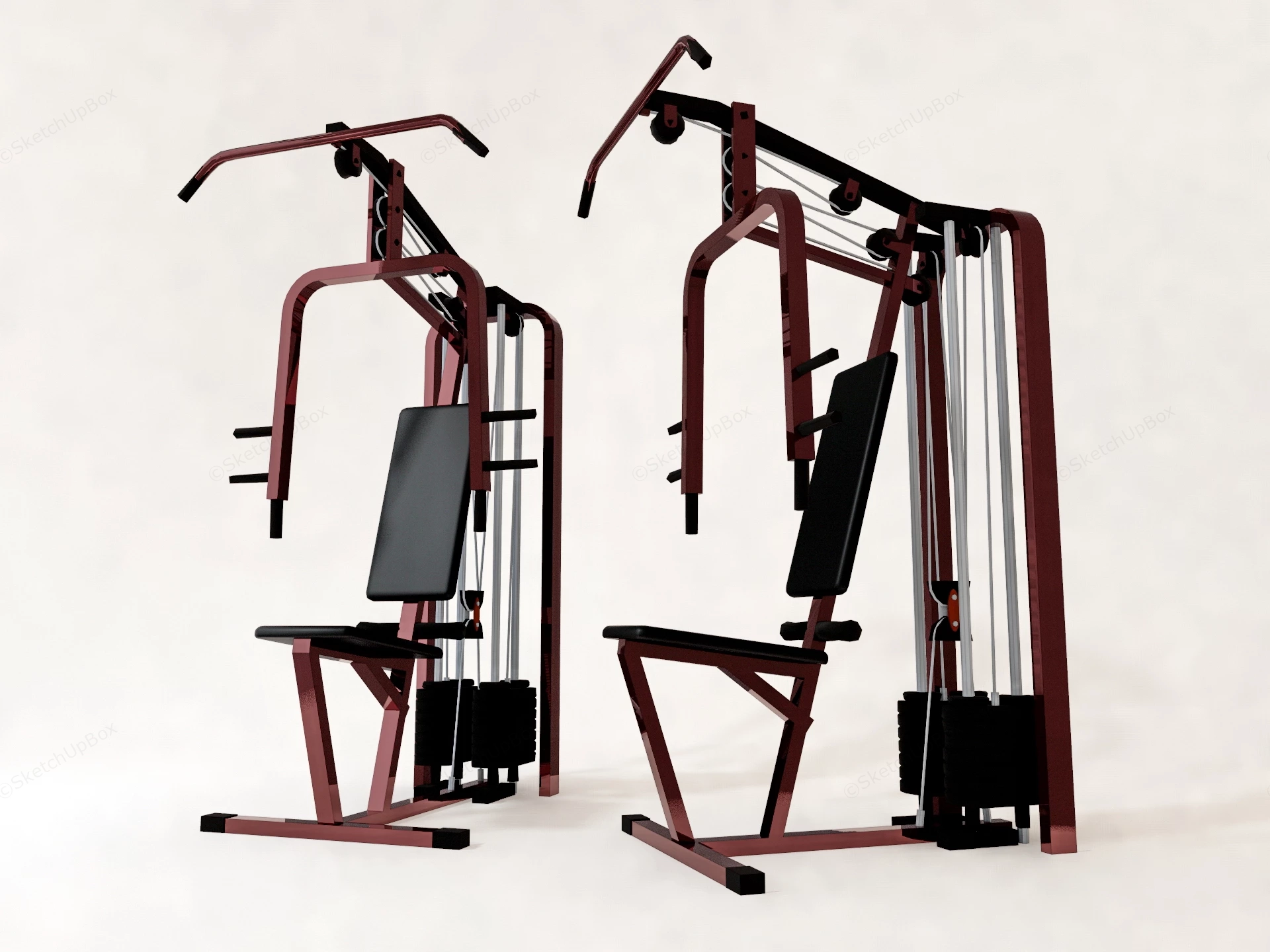 Seated Chest Press Machine sketchup model preview - SketchupBox