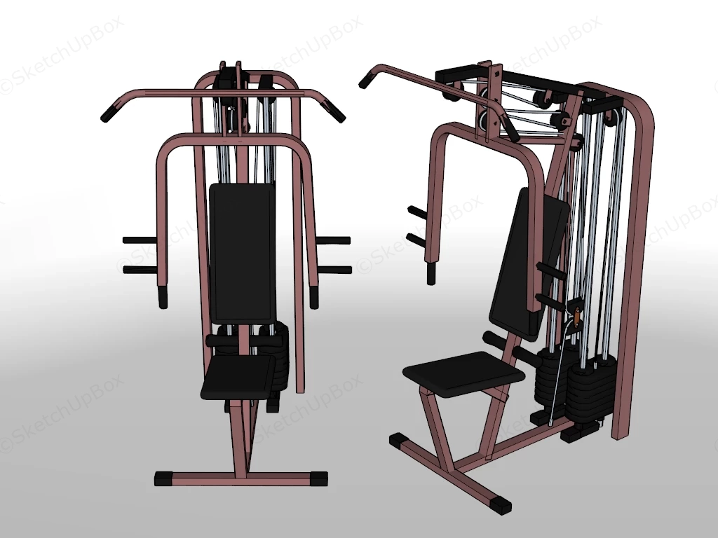 Seated Chest Press Machine sketchup model preview - SketchupBox