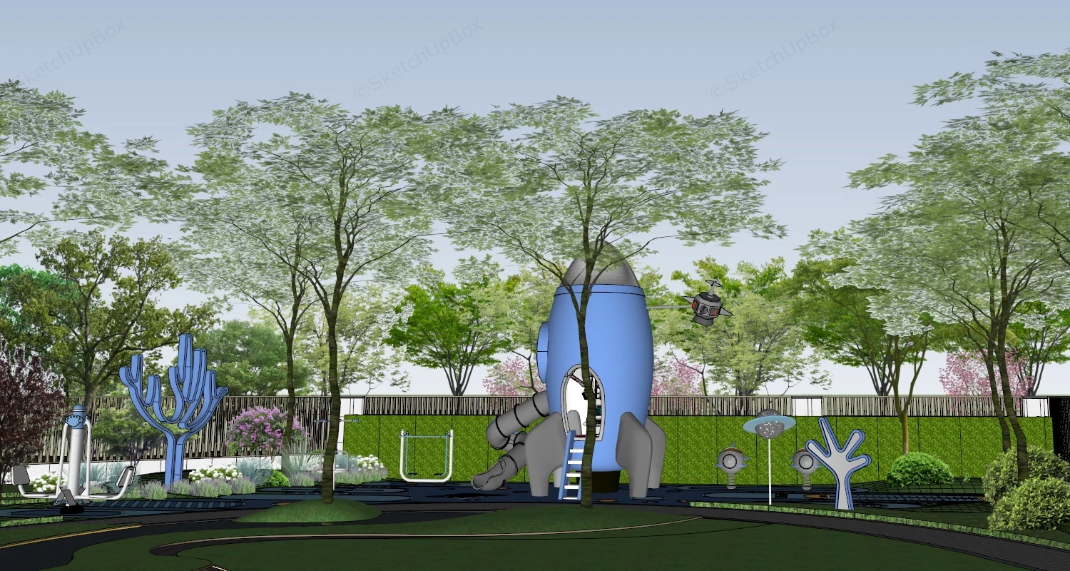 Rocket Ship Playground sketchup model preview - SketchupBox
