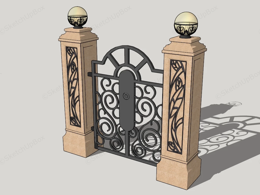 Stone And Metal Garden Gate sketchup model preview - SketchupBox
