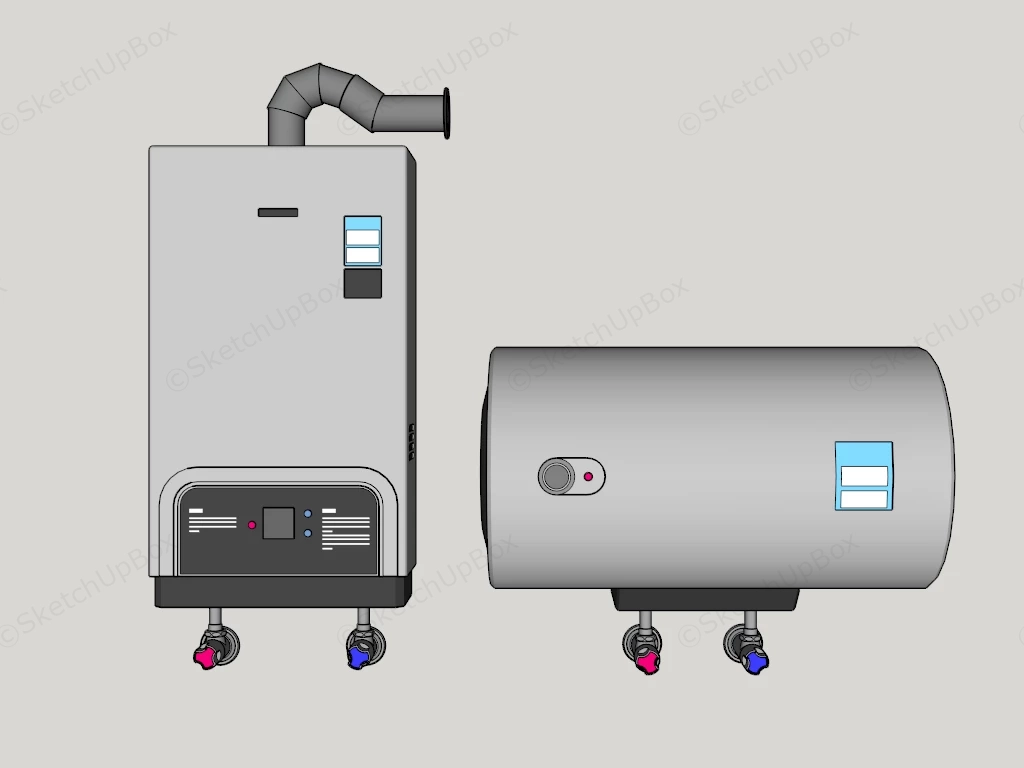 Gas And Electric Water Heater sketchup model preview - SketchupBox