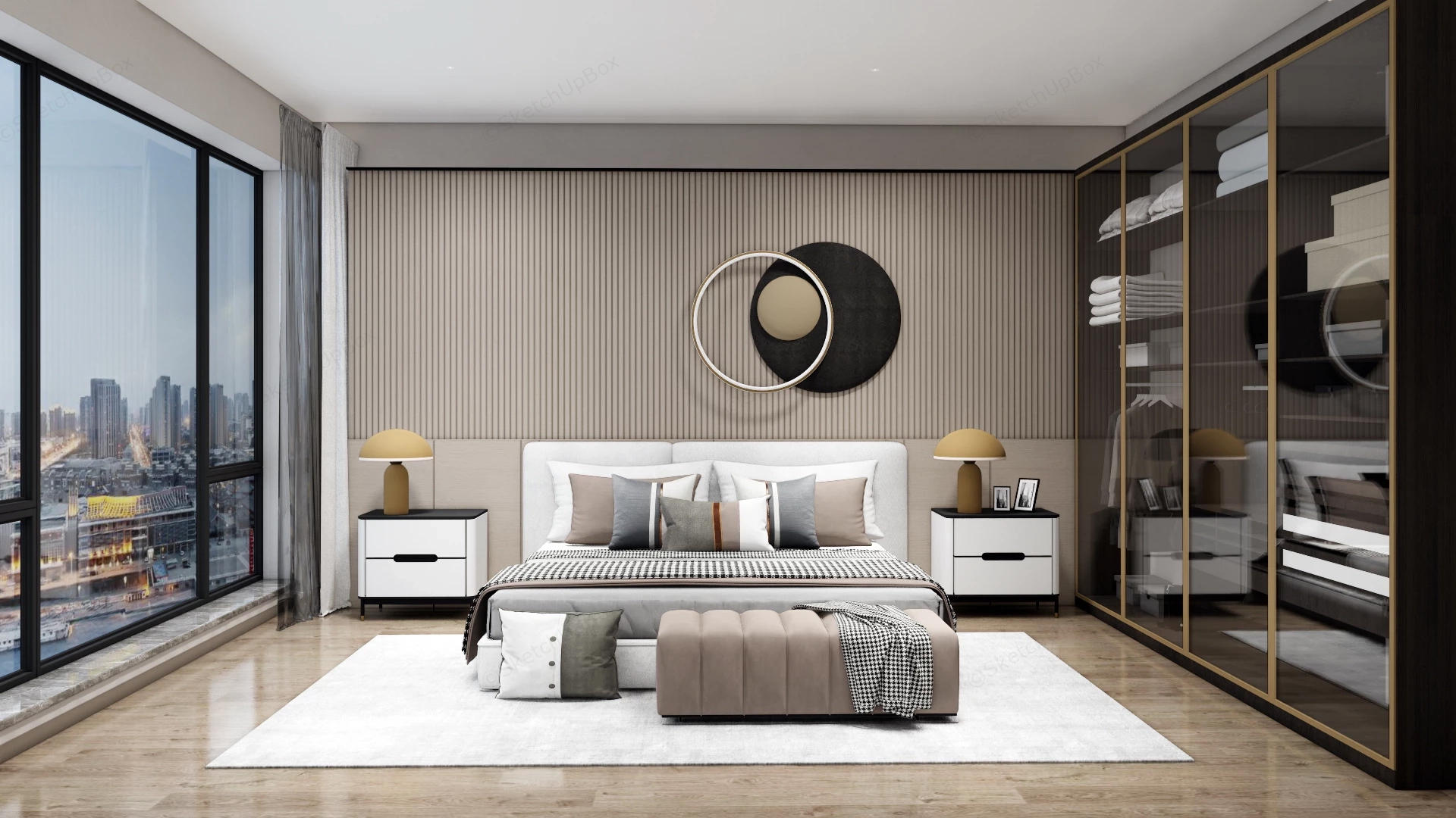 Light Brown Bedroom Design sketchup model preview - SketchupBox