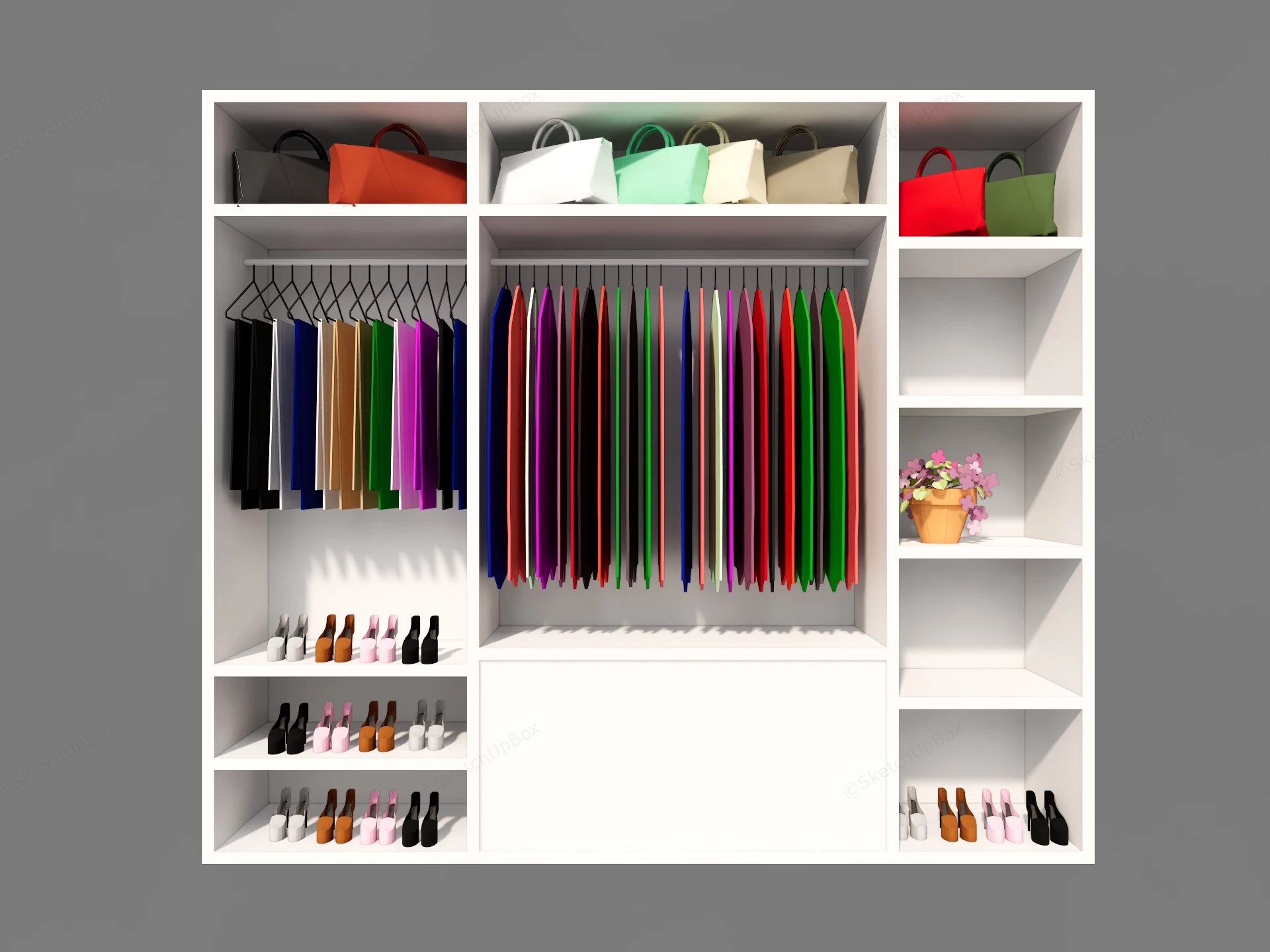 White Open Wardrobe sketchup model preview - SketchupBox
