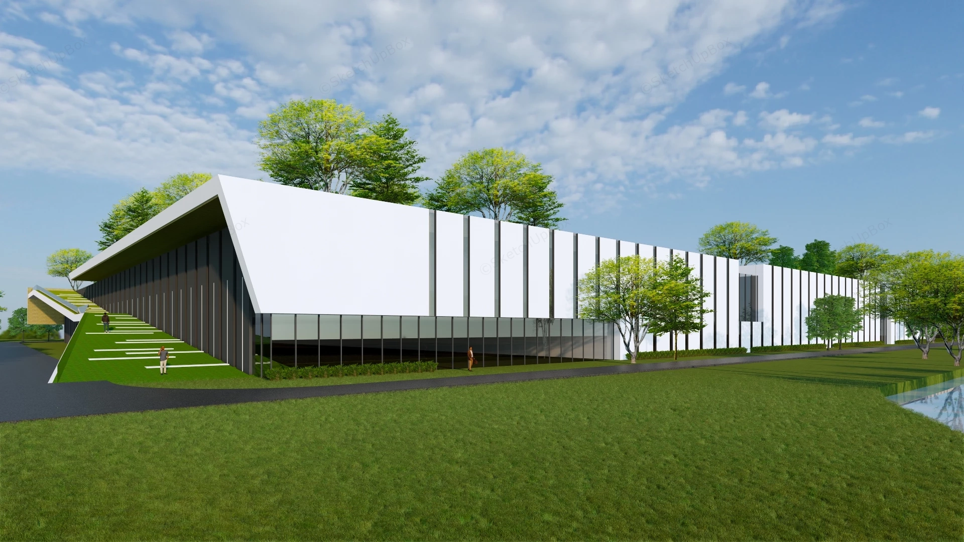 Modern Factory Buildings Design sketchup model preview - SketchupBox