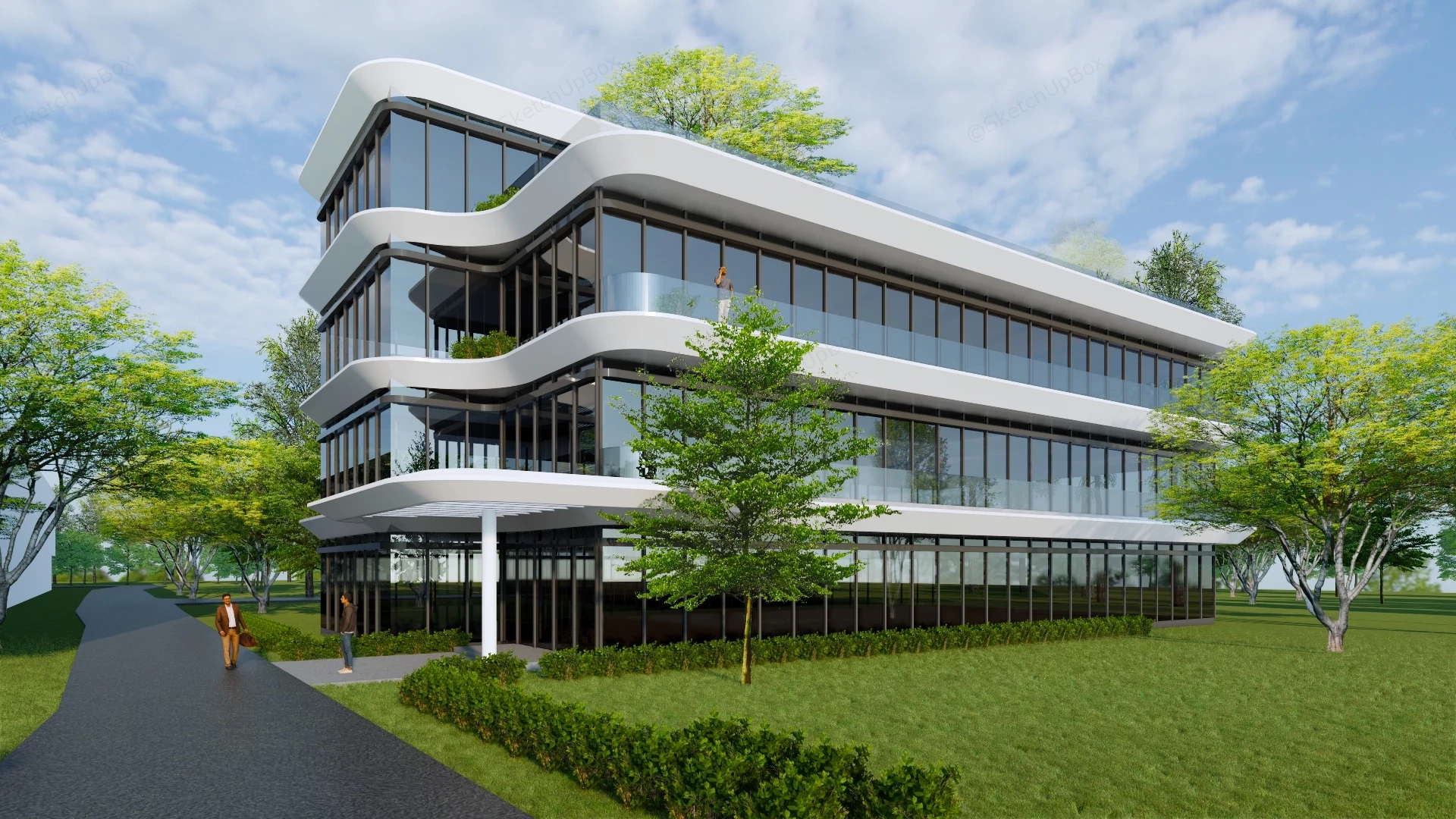 Modern Factory Buildings Design sketchup model preview - SketchupBox