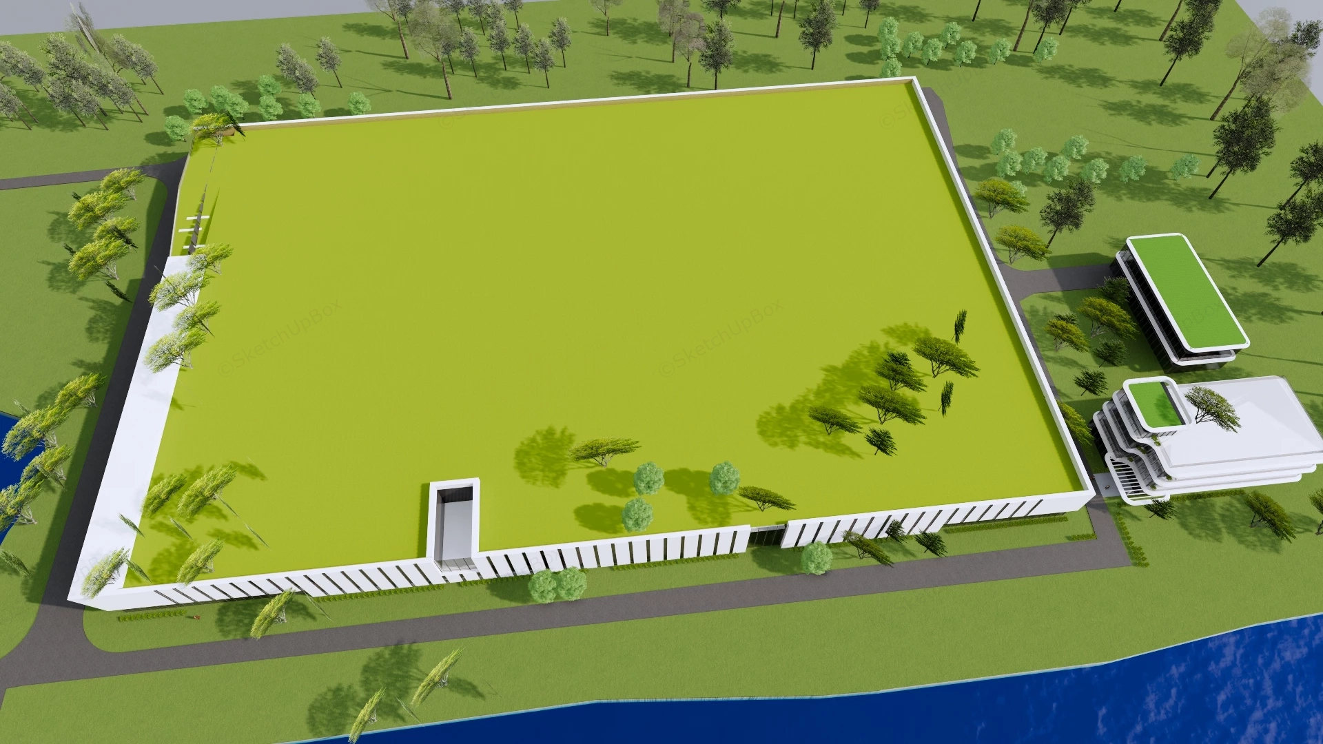 Modern Factory Buildings Design sketchup model preview - SketchupBox