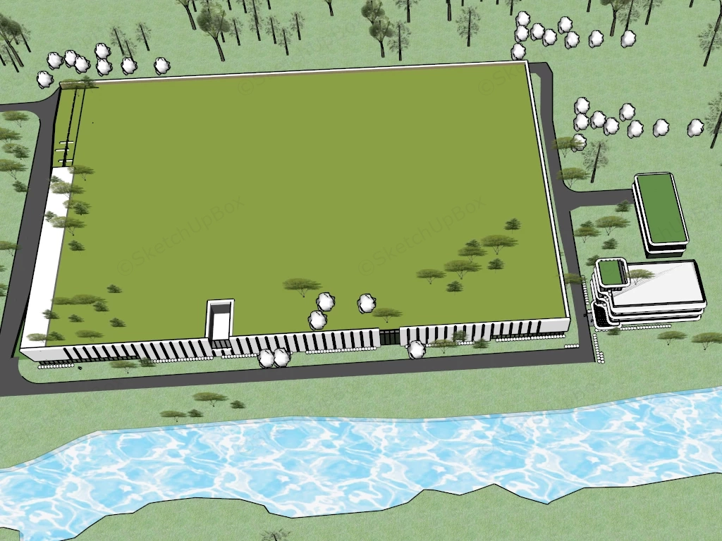 Modern Factory Buildings Design sketchup model preview - SketchupBox