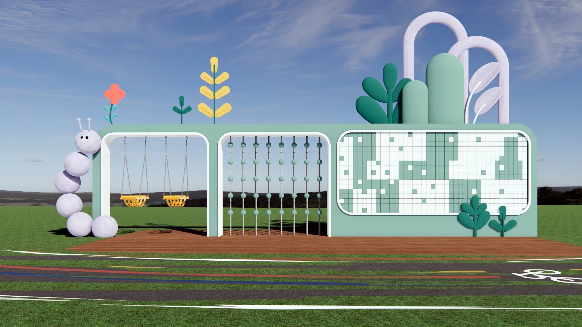 Outdoor Kids Interactive Wall sketchup model preview - SketchupBox