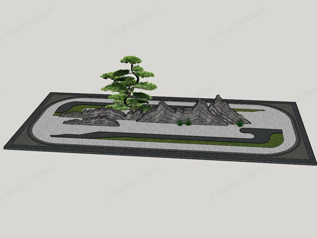 Oriental Style Rock Garden sketchup model preview - SketchupBox