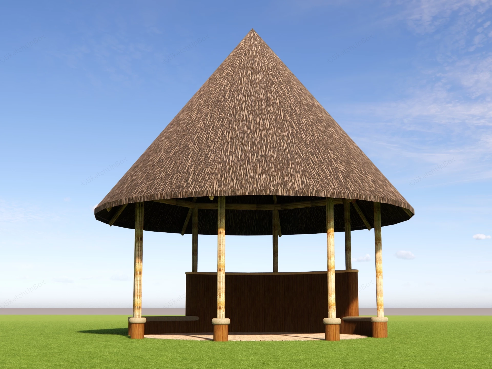 Thatched Roof Gazebo sketchup model preview - SketchupBox