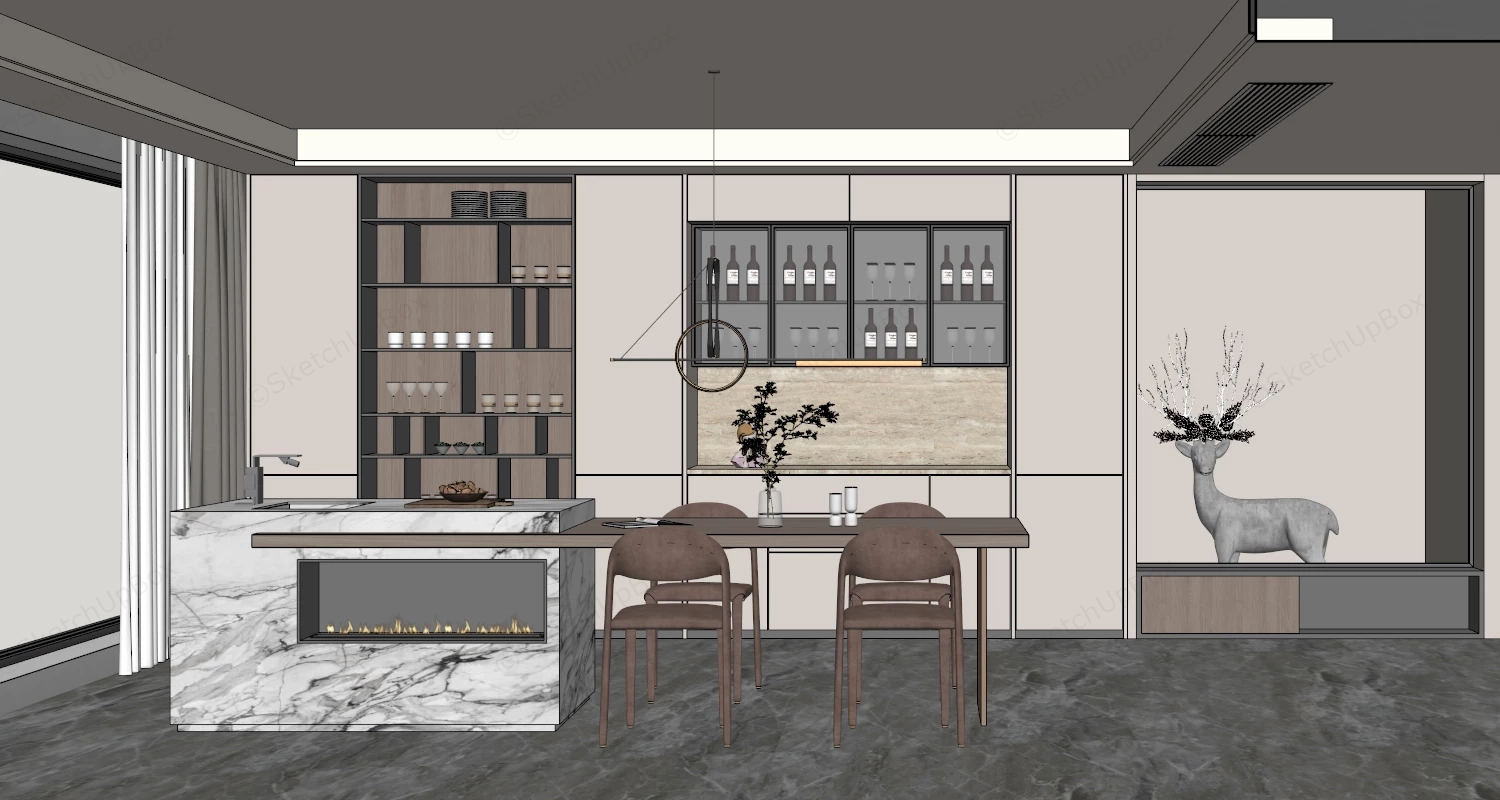 Home Wet Bar Design sketchup model preview - SketchupBox