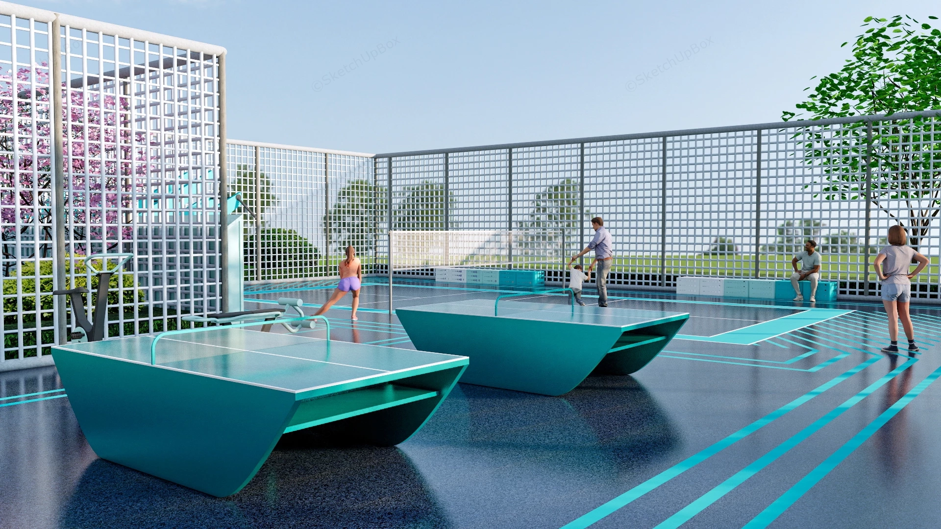 Neighborhood Sports Court sketchup model preview - SketchupBox