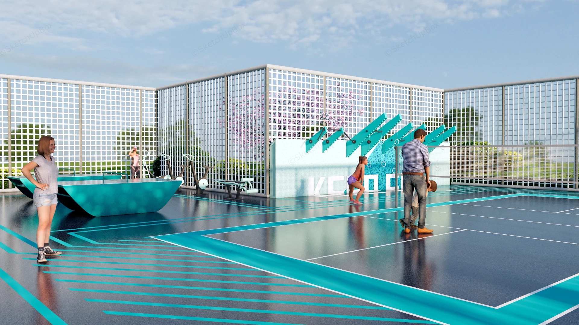 Neighborhood Sports Court sketchup model preview - SketchupBox
